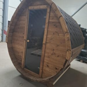 Iglu Fasssauna 3 Meter aus Fichte – Outdoor Gartensauna mit Holzofen