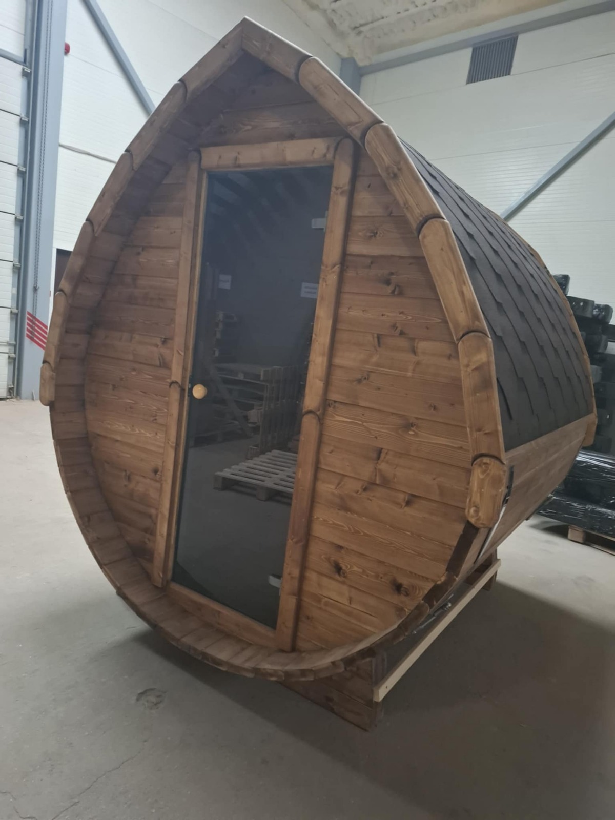 Iglu Fasssauna 2 Meter aus Fichte – Outdoor Gartensauna mit Holzofen