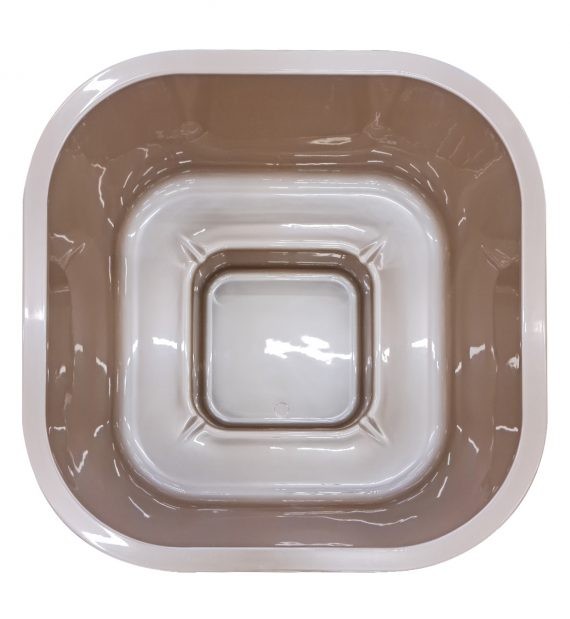 Quadratischer Hot Tub (200 x 200 cm) mit Thermoholz und externem Holzofen – Acrylwanne und 12 Hydrodüsen – Bild 5