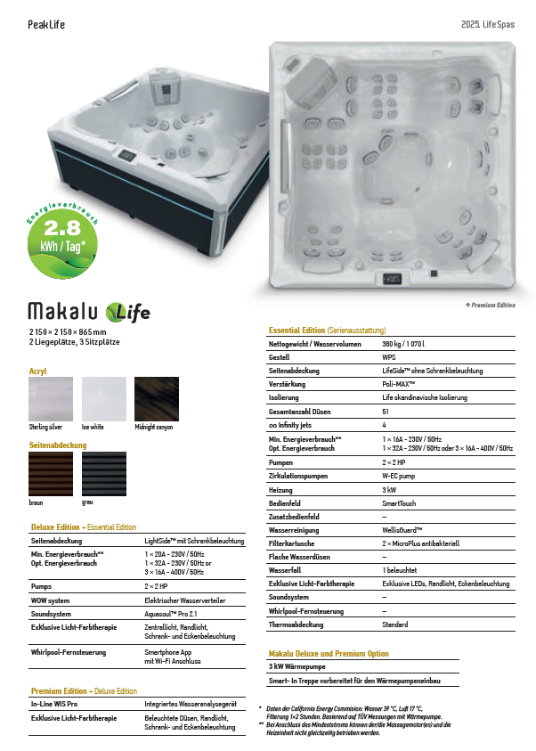 Wellis Makalu Life – Essential, Deluxe und Premium Edition mit 51 Düsen und 4 Infinity Jets – Bild 2