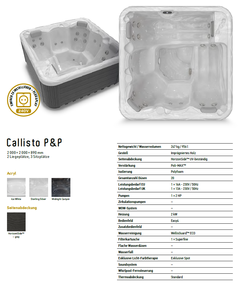 Wellis Callisto P&P Whirlpool mit 20 Düsen – Bild 2