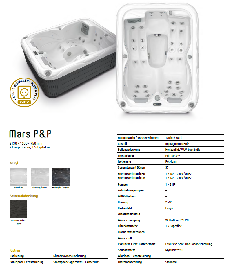 Wellis Mars P&P Whirlpool mit 37 Düsen – Bild 2